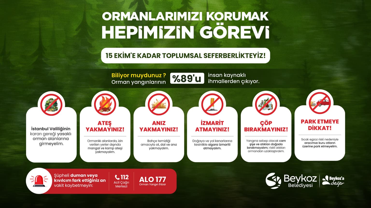Beykoz'da orman yangınları hassasiyeti: Aman dikkat!